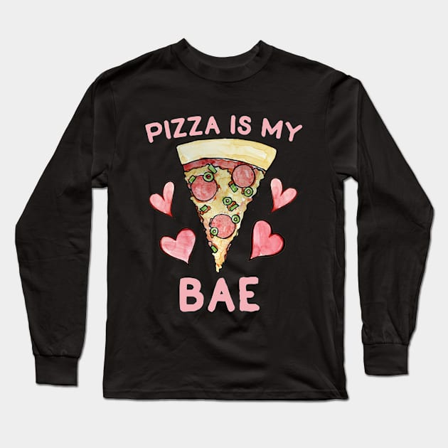 Pizza is my bae Long Sleeve T-Shirt by bubbsnugg